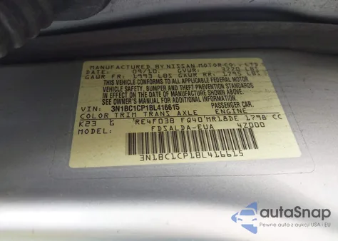 2011 Nissan Versa 1.8S из США, поврежденный, VIN 3N1BC1CP1BL416615